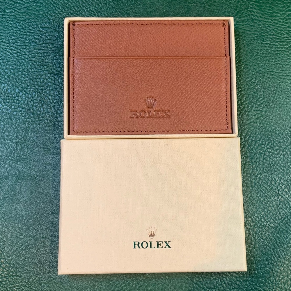 Rolex Card Holder Wallet Brown Leather *Great Gift* Not Sold In Stores! VIP